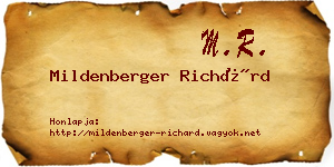 Mildenberger Richárd névjegykártya